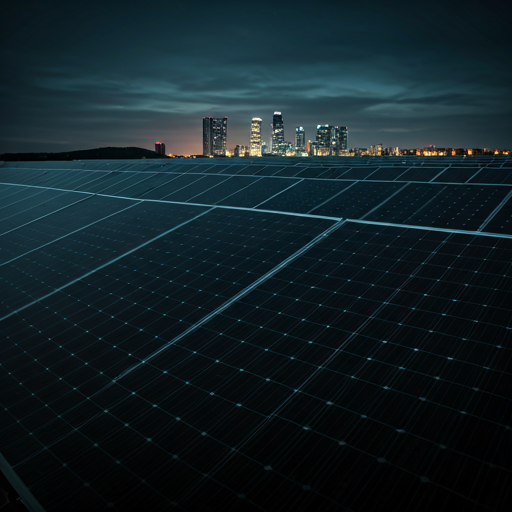 Industrial Solar Arrays at Twilight